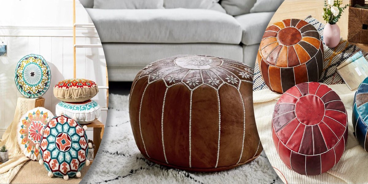 Pouf en Cuir - nilabeautys.com