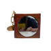 Boite à khôl artisanale rectangulaire avec miroir rond et chaîne métallique | Applicateur de khôl en bois attaché avec chaîne