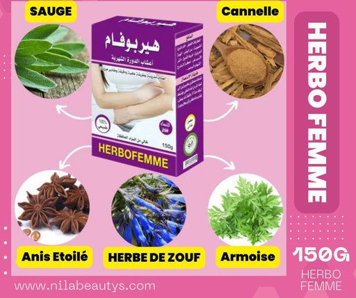 Herbo-Femme 150g | Herbes menstruelles | Complément alimentaire | Mélange d'herbes hormonales - nilabeautys.com