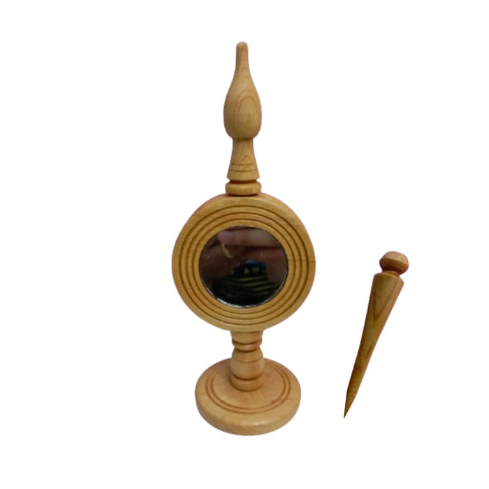 Boite à khôl artisanal forme ronde avec miroir | Applicateur de khôl en bois - nilabeautys.com