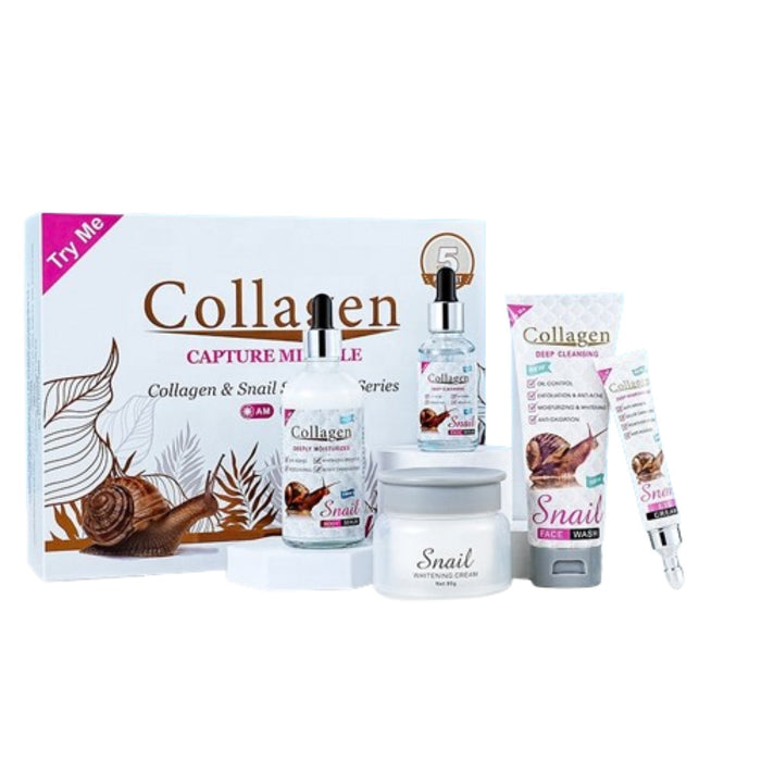 Collagène Pack Soins Anti - Âge Collagène & Escargot - Sérum, Crème et Nettoyant - nilabeautys.com