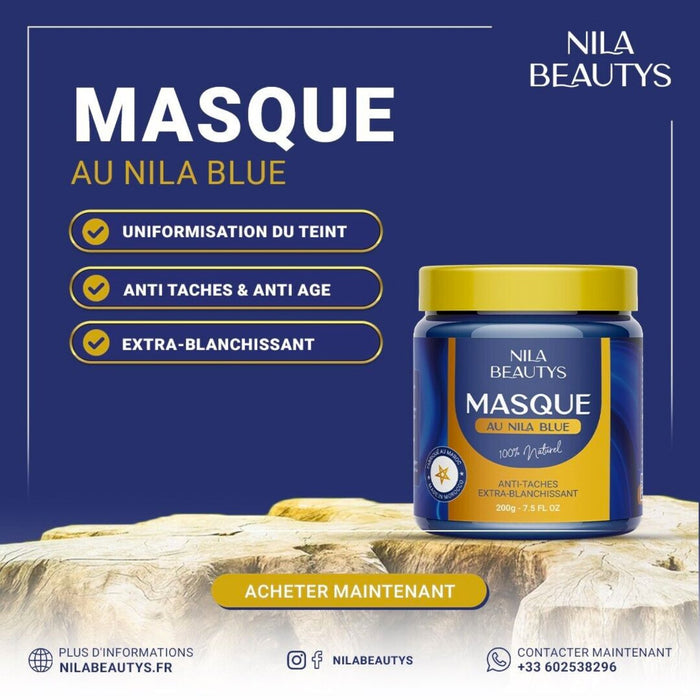 Grossiste Nila | Masque au Nila Bleu en grande quantité - Par Lot Éclaircissant & Régénérant pour une Peau Lumineuse - nilabeautys.com