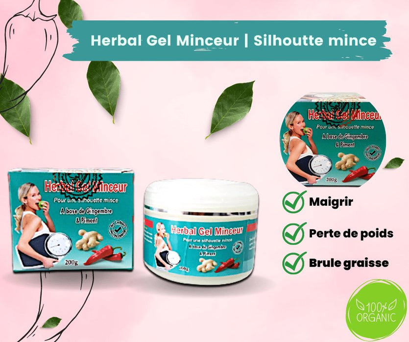 Herbal Gel Minceur au Gingembre et au Piment 200g | Produit Organique et Naturel du Maroc - nilabeautys.com