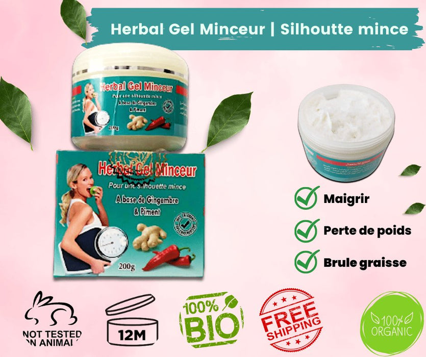 Herbal Gel Minceur au Gingembre et au Piment 200g | Produit Organique et Naturel du Maroc - nilabeautys.com