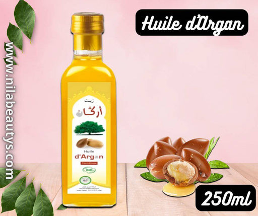 Huile d'Argan 250ml | Antitache, Anti - âge et Hydratant | Soins pour la Peau et les Cheveux - nilabeautys.com