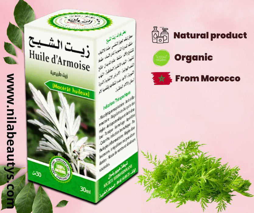 Huile d'armoise 30ml du Maroc Chîh | Propriétés toniques et antispasmodiques - nilabeautys.com