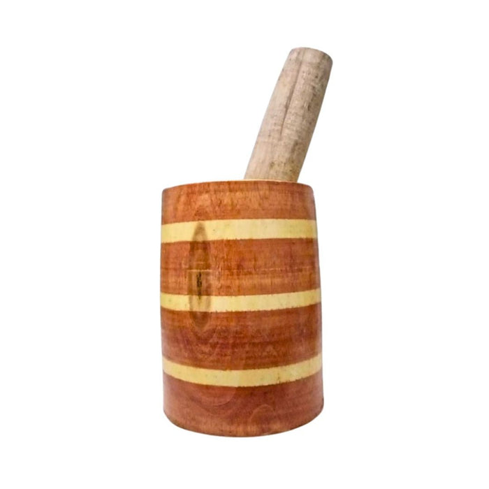 Mortier et Pilon Artisanal en Bois d'Oranger - Pot d'Écrasement, Mahraz - nilabeautys.com