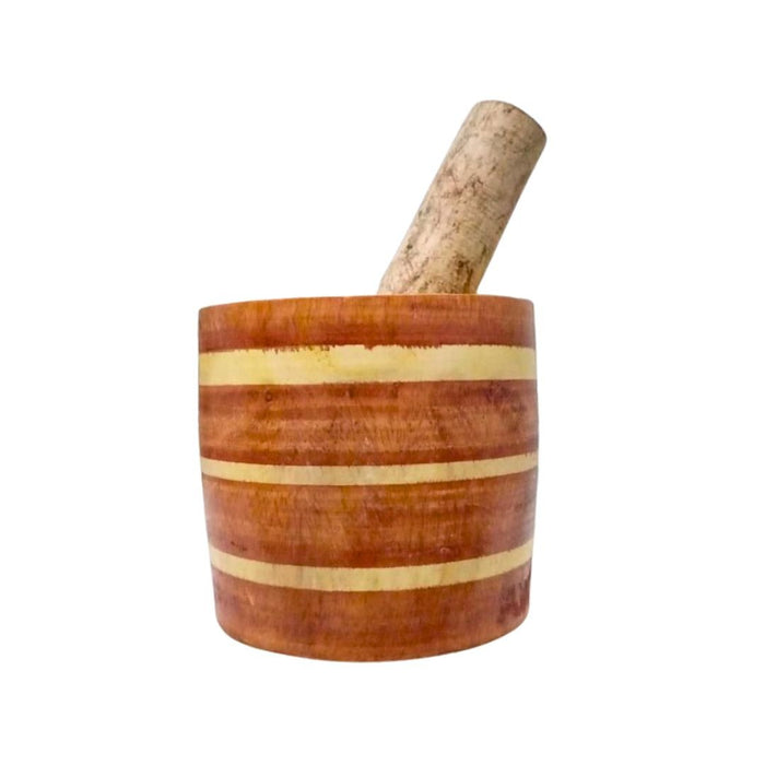 Mortier et Pilon Artisanal en Bois d'Oranger - Pot d'Écrasement, Mahraz - nilabeautys.com