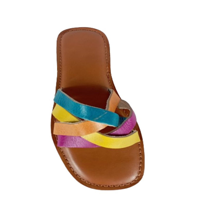 Multicolore sandales marocain women bleu jaune orange - Confortables, Durables et Élégantes - nilabeautys.com