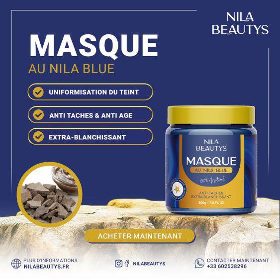 Masque Nila au Rhasoul du Maroc Royale 200g | Masque au Nila bleu - nilabeautys.com