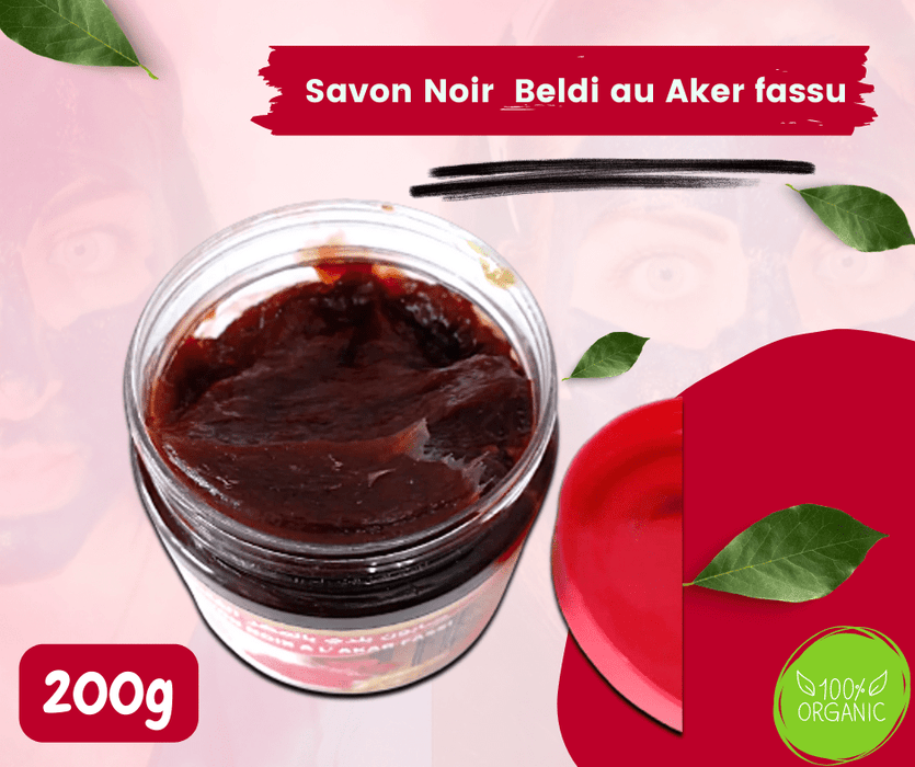 Savon noir beldi aker fassi 200g | Savon beldi exfoliant du Maroc - nilabeautys.com