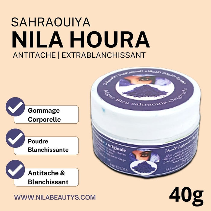 Poudre de Nila Bleu 40g | Indigo pour éclaircir le teint et adoucir la peau - nilabeautys.com