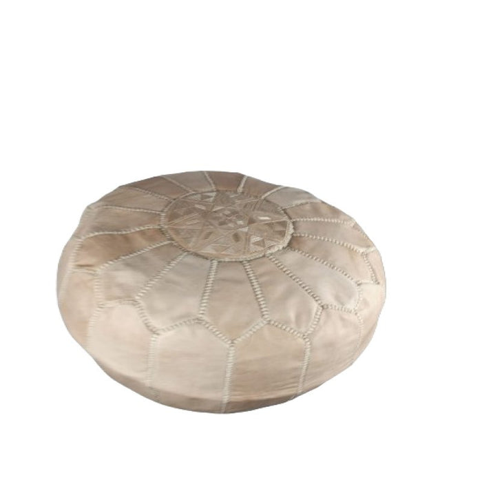 Pouf marocain en cuir avec coutures blanches , Cadeaux maison et Cadeaux de mariage - nilabeautys.com