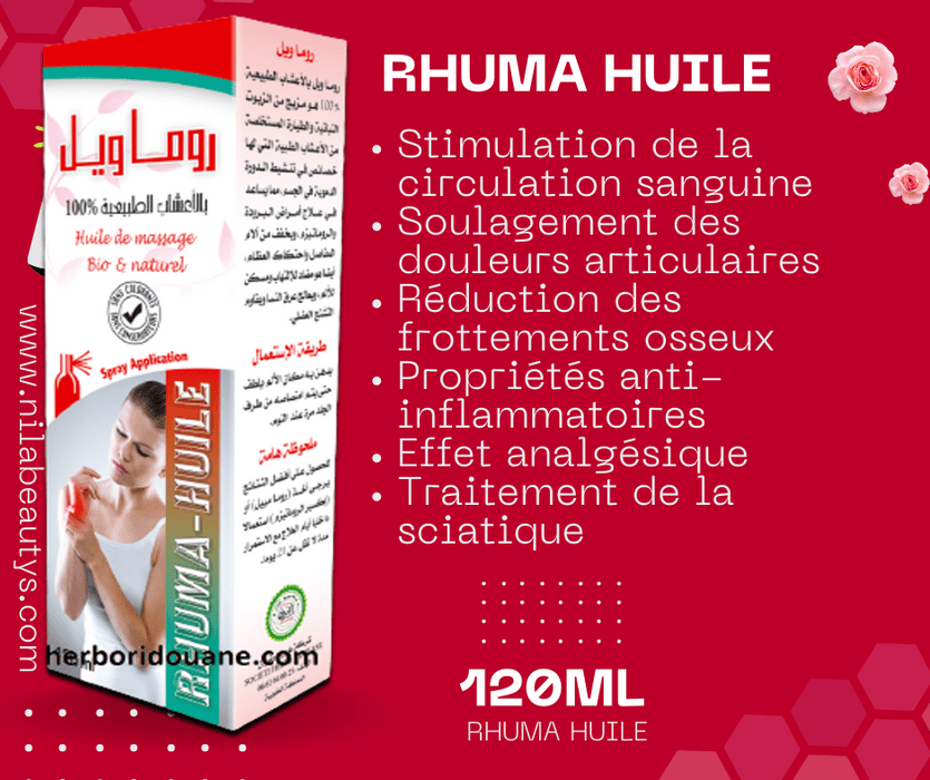 Romawell aux herbes 100% Huile naturelle | Stimulant de circulation sanguine | Rhuma huile 125ml - nilabeautys.com