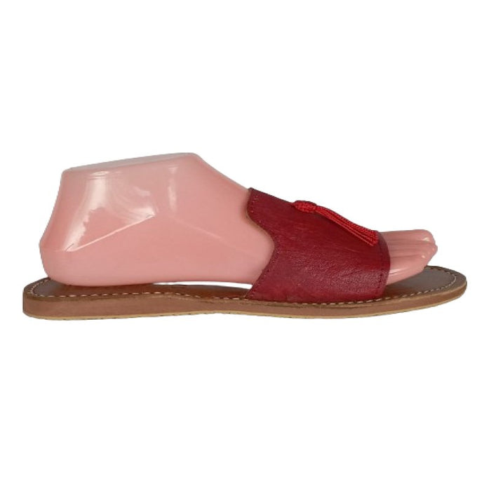 Sandale nu - pieds artisanale marocaine coloré rouge avec Motif tcharchifa artisanal - Confortables, Durables et Élégantes - nilabeautys.com