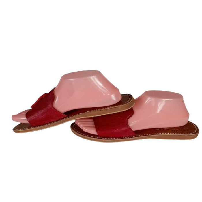 Sandale nu - pieds artisanale marocaine coloré rouge avec Motif tcharchifa artisanal - Confortables, Durables et Élégantes - nilabeautys.com