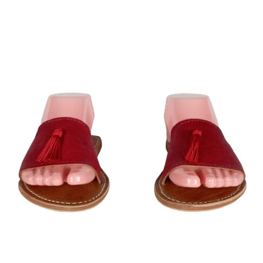 Sandale nu - pieds artisanale marocaine coloré rouge avec Motif tcharchifa artisanal - Confortables, Durables et Élégantes - nilabeautys.com