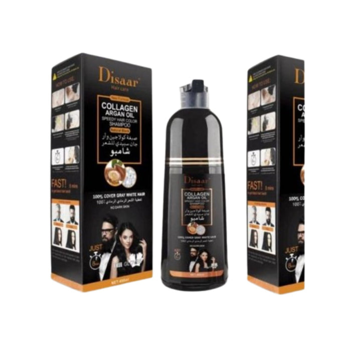 Shampoing et Coloration Disaar au Collagène & Huile d'Argan – Couverture des Cheveux Gris 400 ml - nilabeautys.com