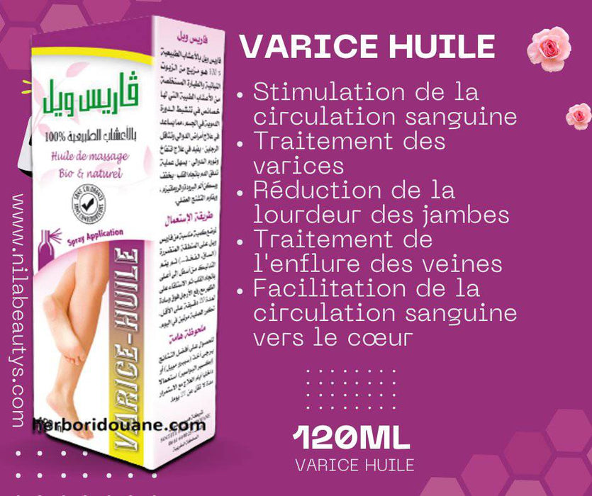 Varis Well aux herbes 100% Huile naturelles Huile de varices - nilabeautys.com